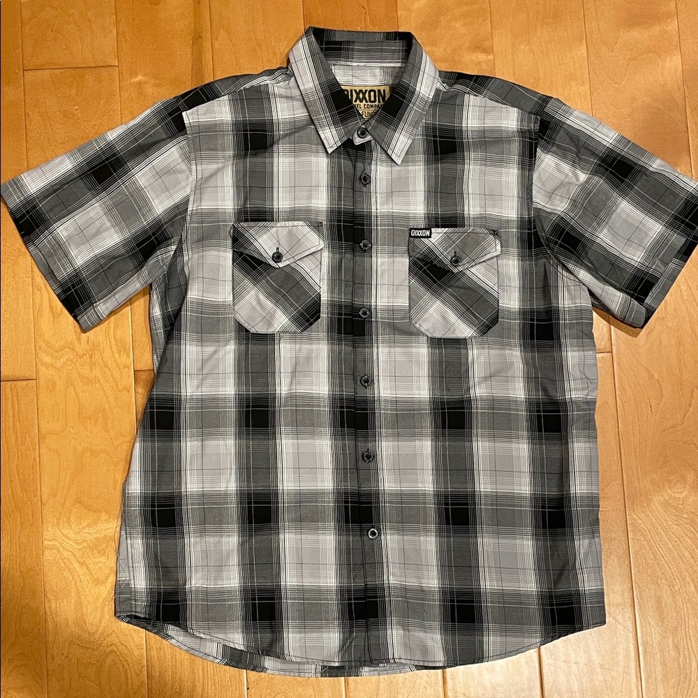 DIXXON Men's Charcoal and White Checkered Shirt